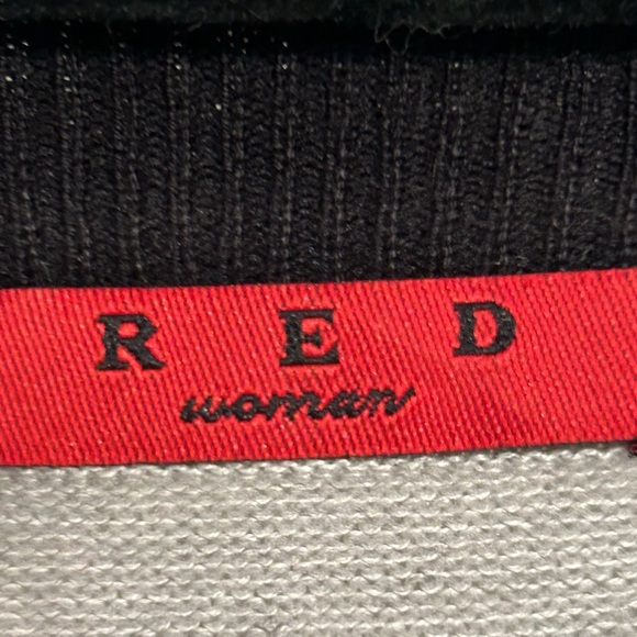 Red Woman Black & Grey Elbow Patch Cardigan with Metal Buttons Size 2X - Picture 5 of 12